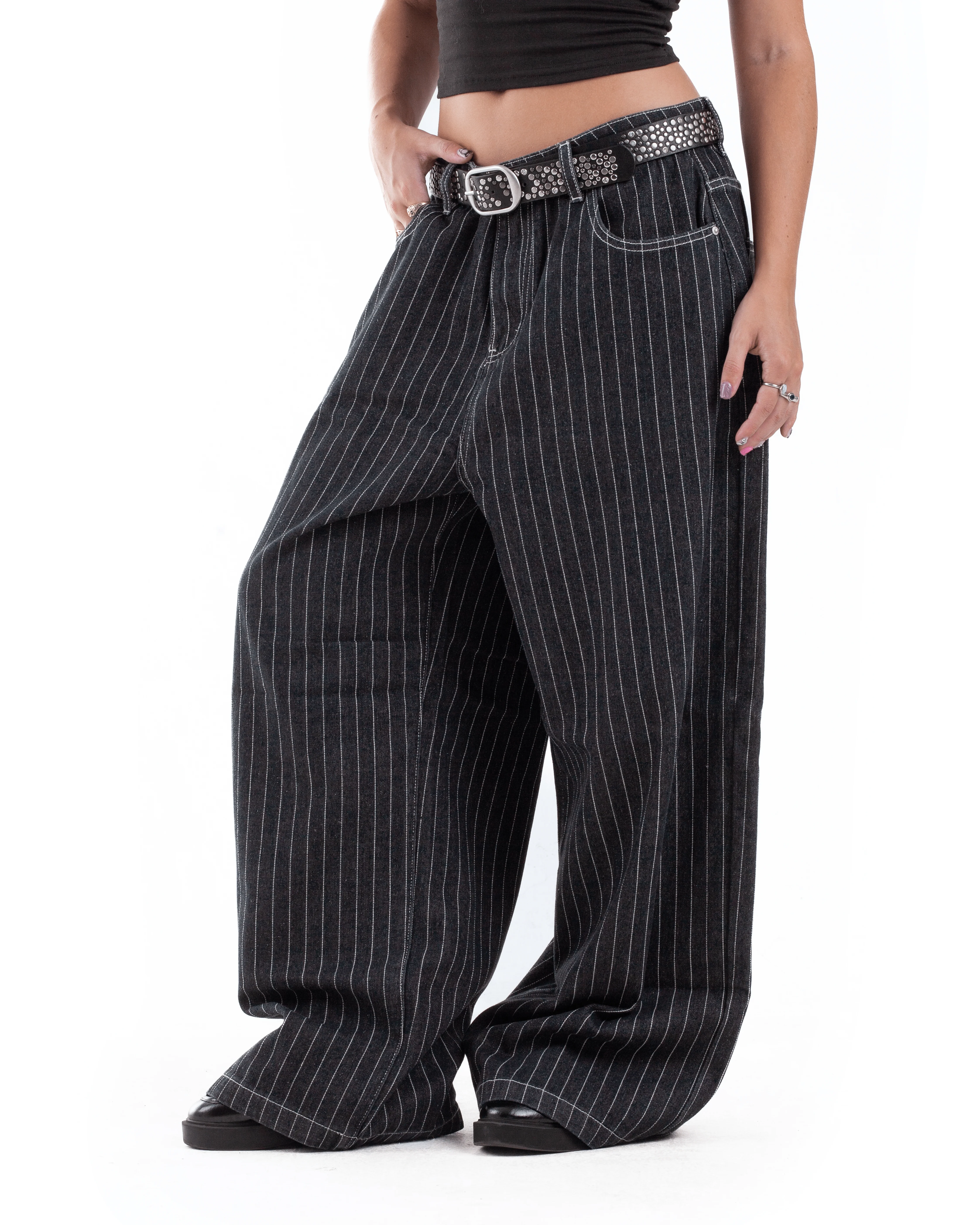 Black Pinstripe Denim - Image 10
